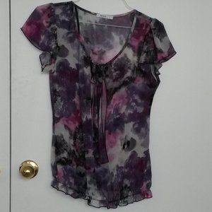 Ricki's Flutter Sleeve Sheer Floral Blouse